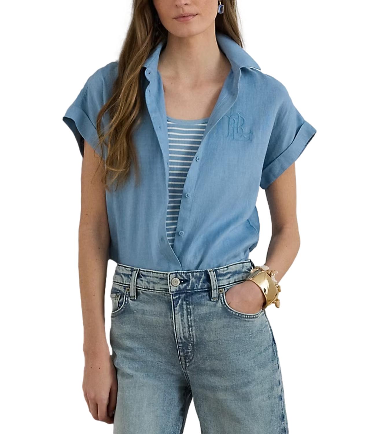 Ralph Lauren Camicia Broono-Short Blue Note Donna