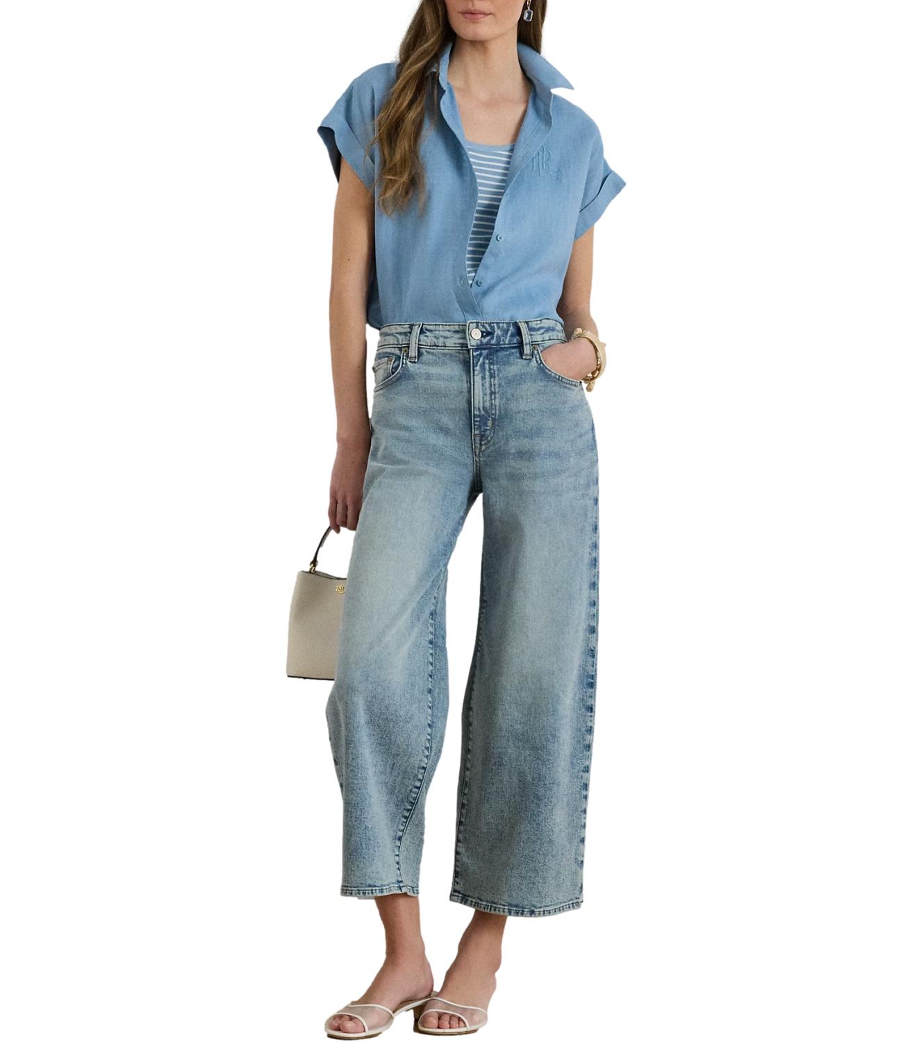 Ralph Lauren Camicia Broono-Short Blue Note Donna