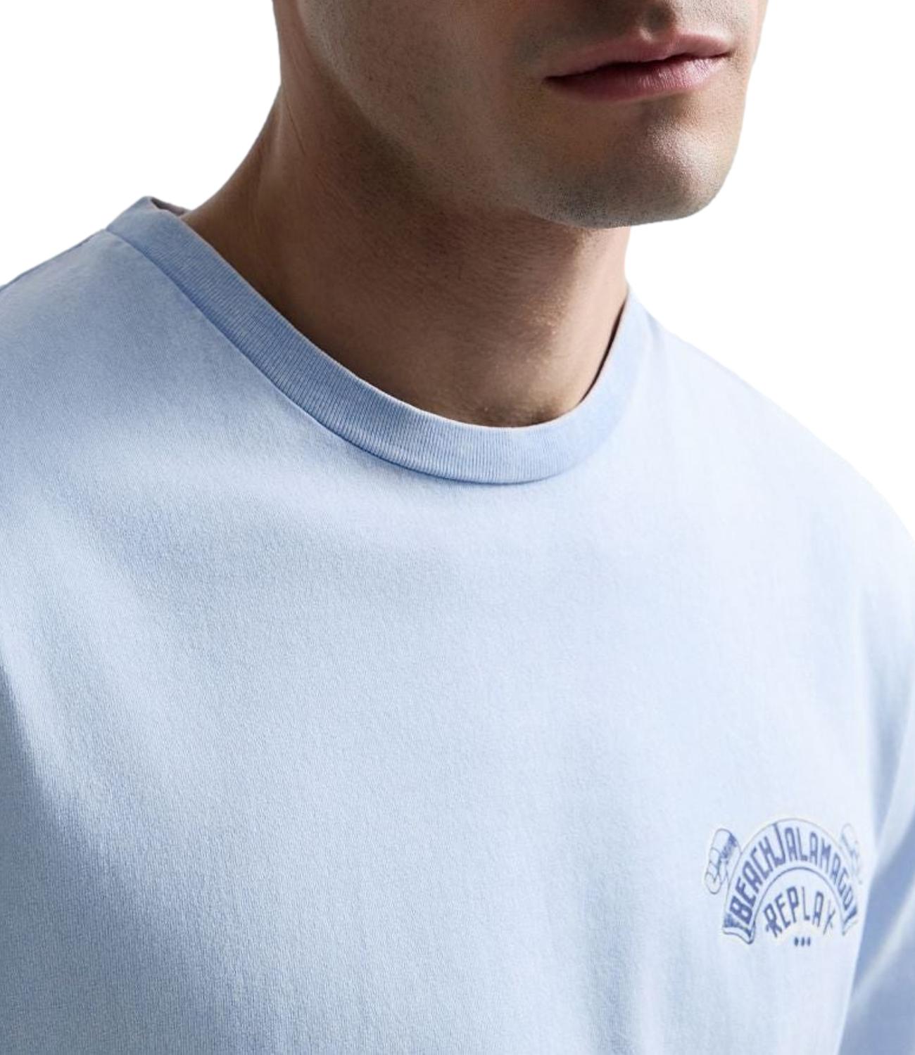 T-Shirt Replay M3400.000.22662N Uomo - Celeste