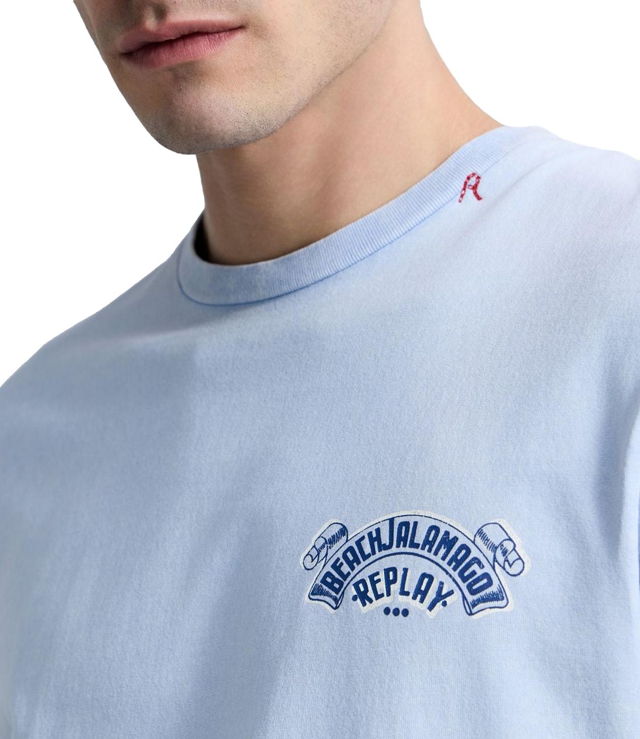 T-Shirt Replay M3400.000.22662N Uomo - Celeste