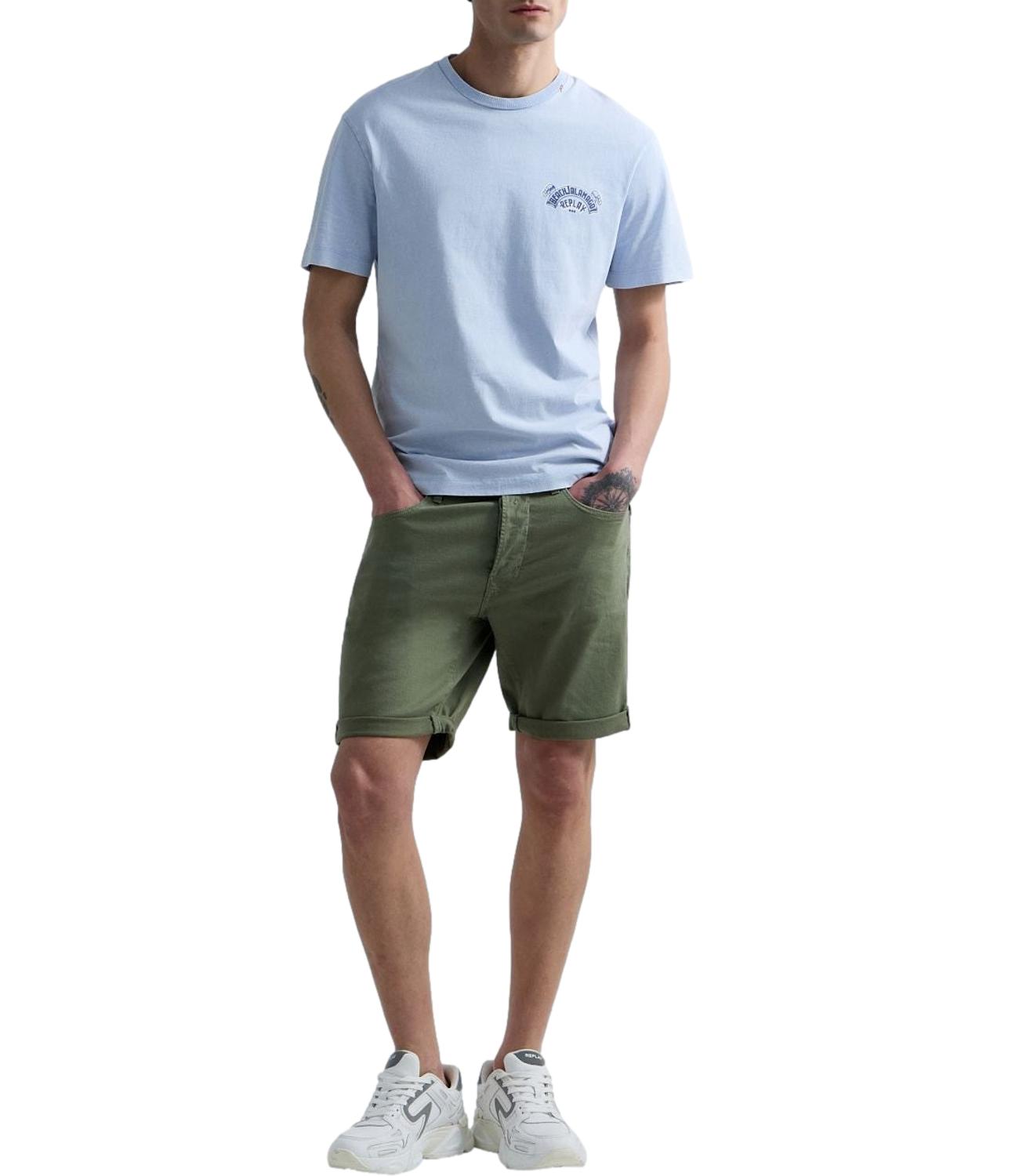 T-Shirt Replay M3400.000.22662N Uomo - Celeste