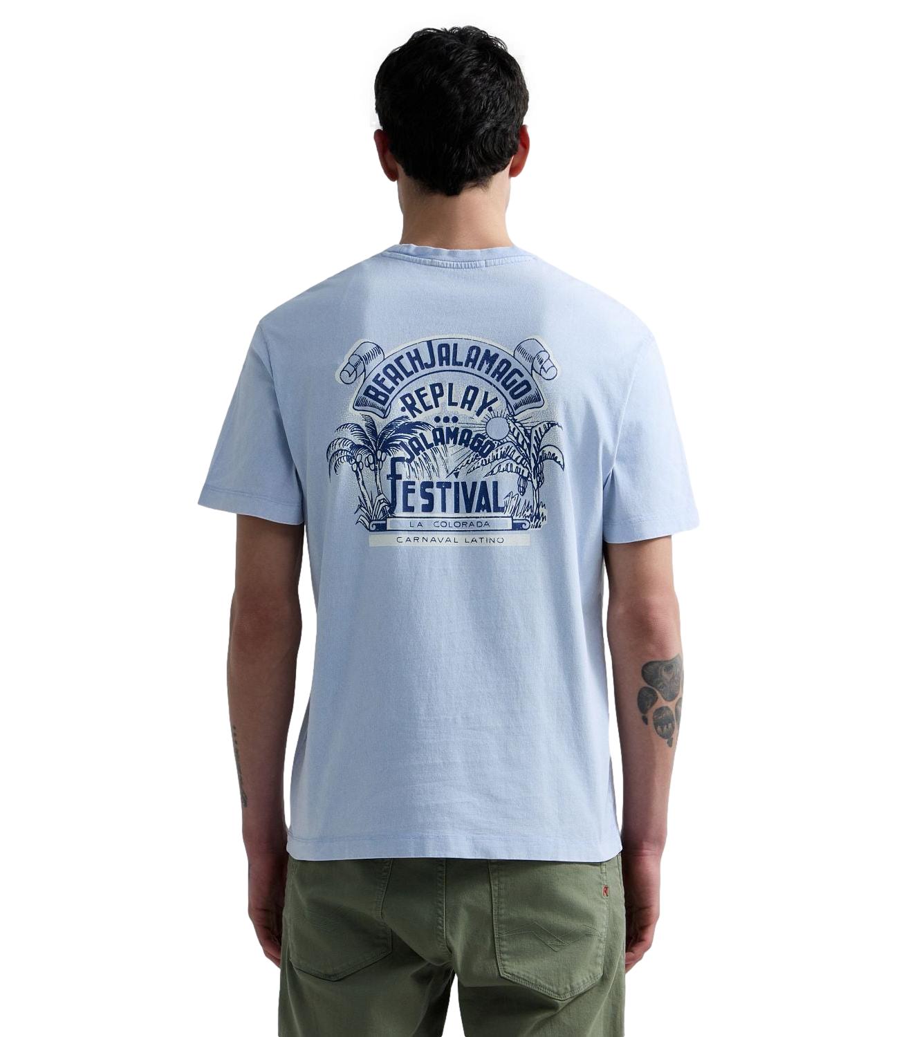 T-Shirt Replay M3400.000.22662N Uomo - Celeste