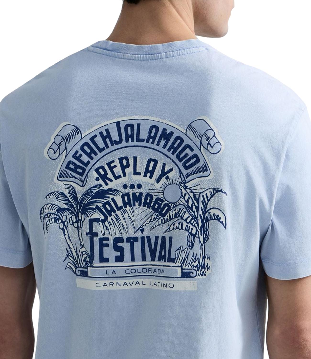 T-Shirt Replay M3400.000.22662N Uomo - Celeste