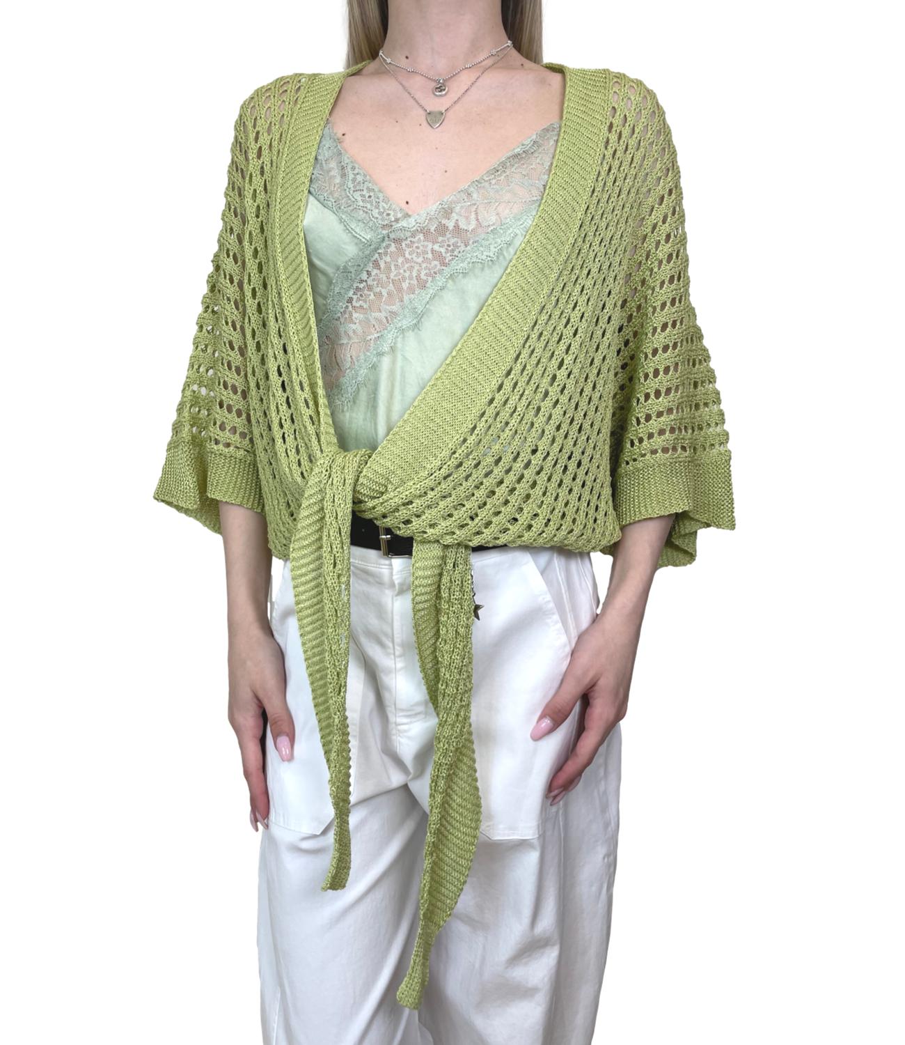 Studio It Cardigan Traforato Verde Donna