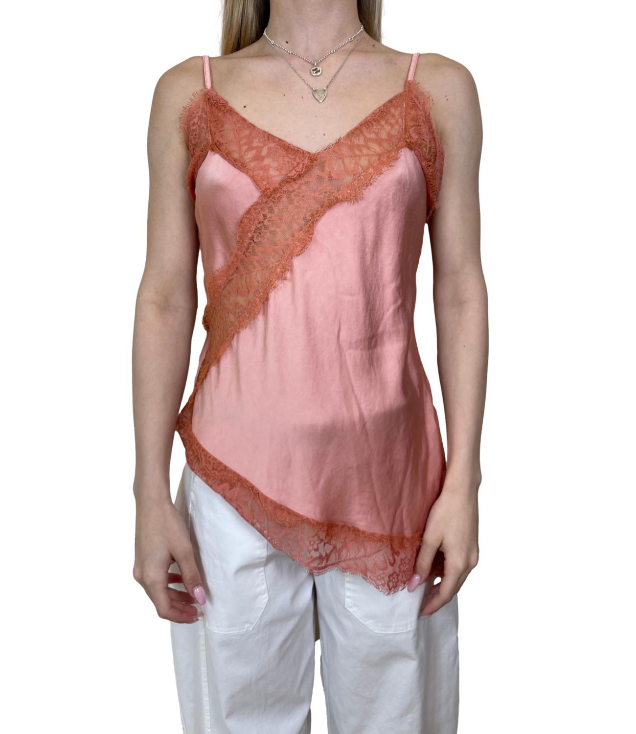 Studio It Canotta Pizzo Rosa Donna