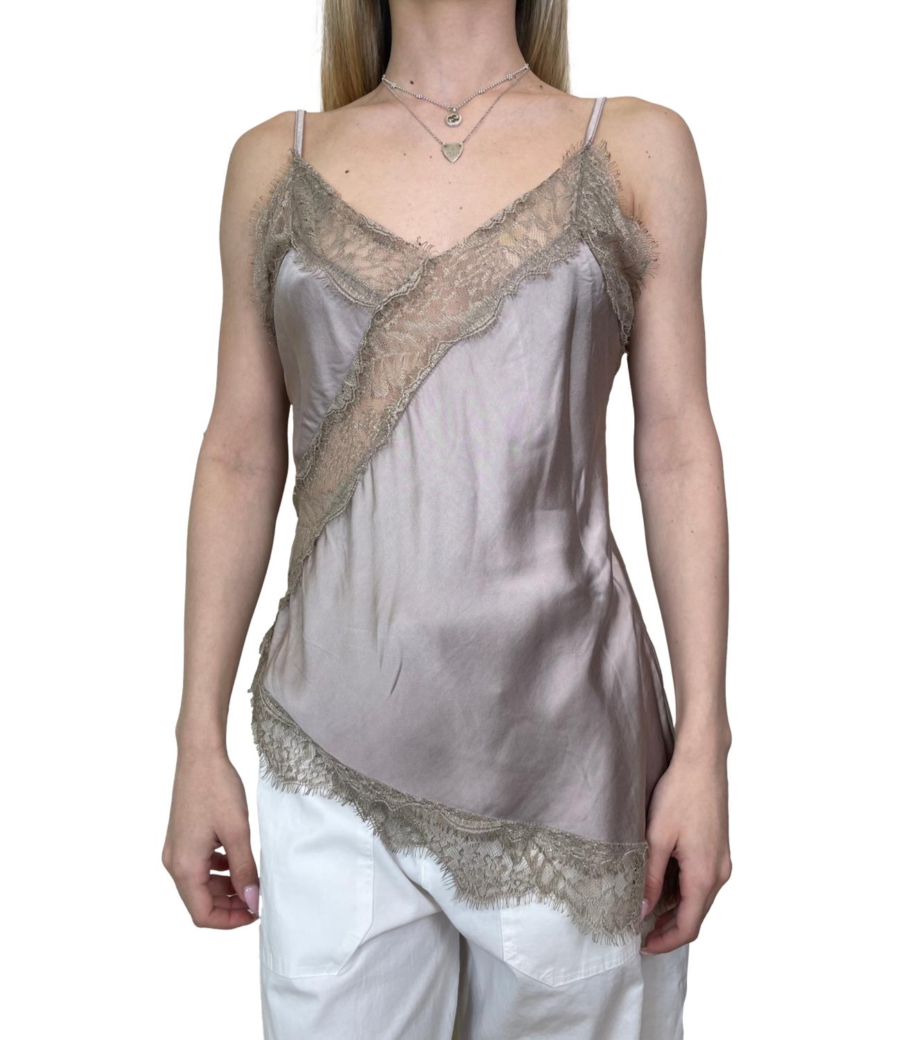 Studio It Canotta Pizzo Tortora Donna