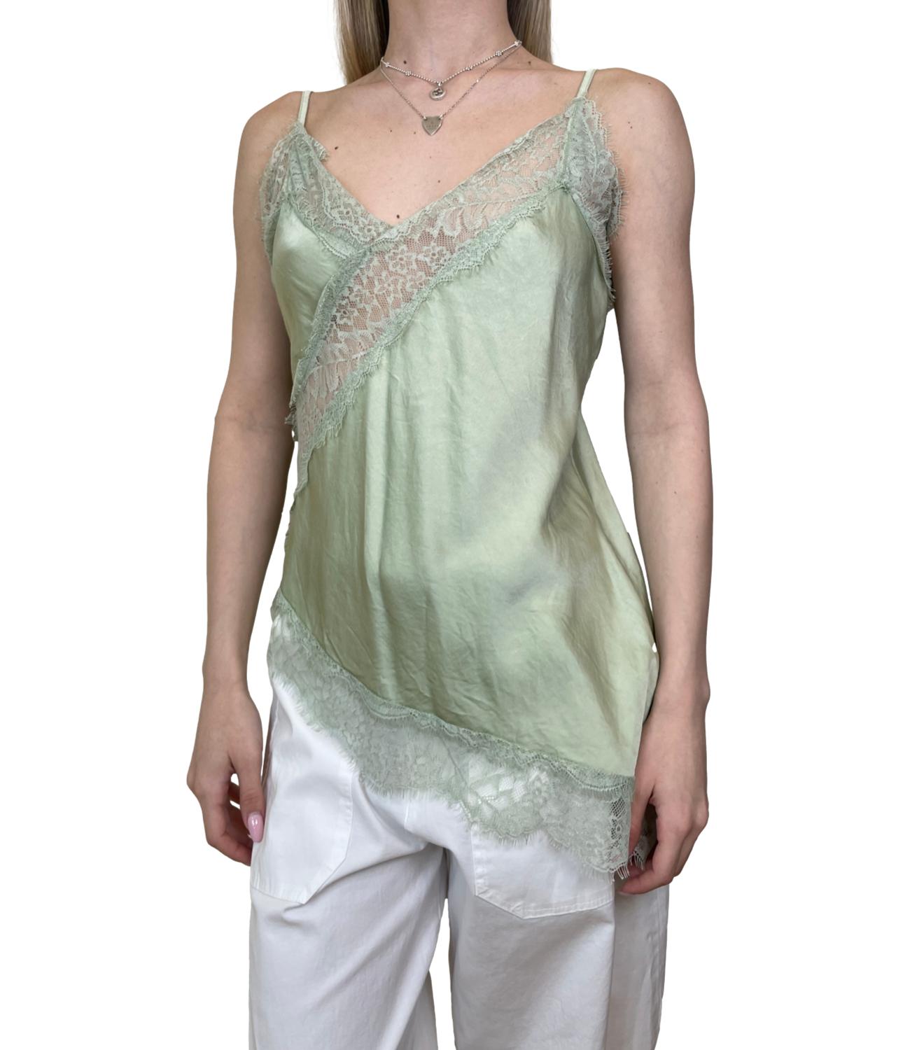 Studio It Canotta Pizzo Verde Menta Donna