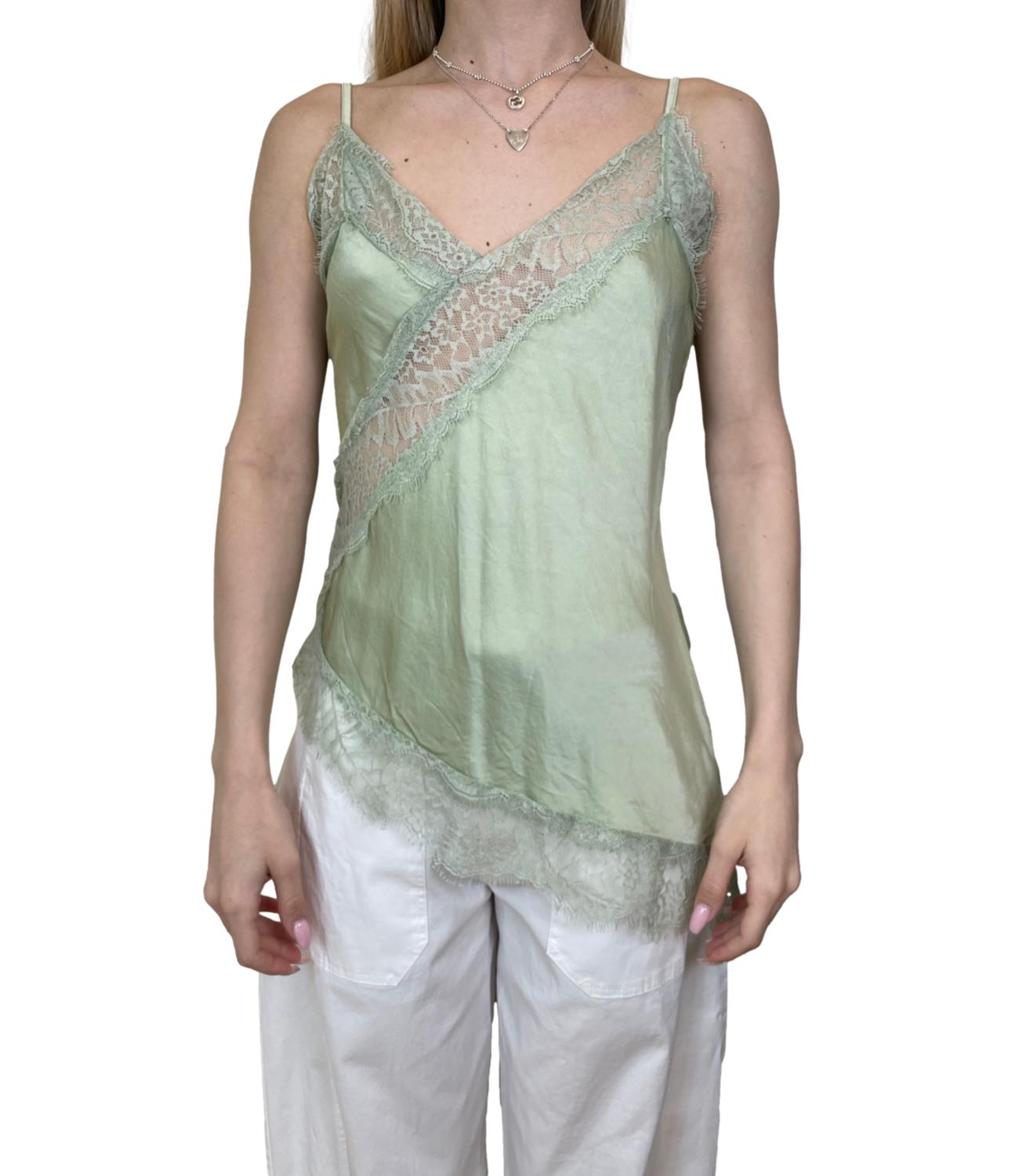 Studio It Canotta Pizzo Verde Menta Donna