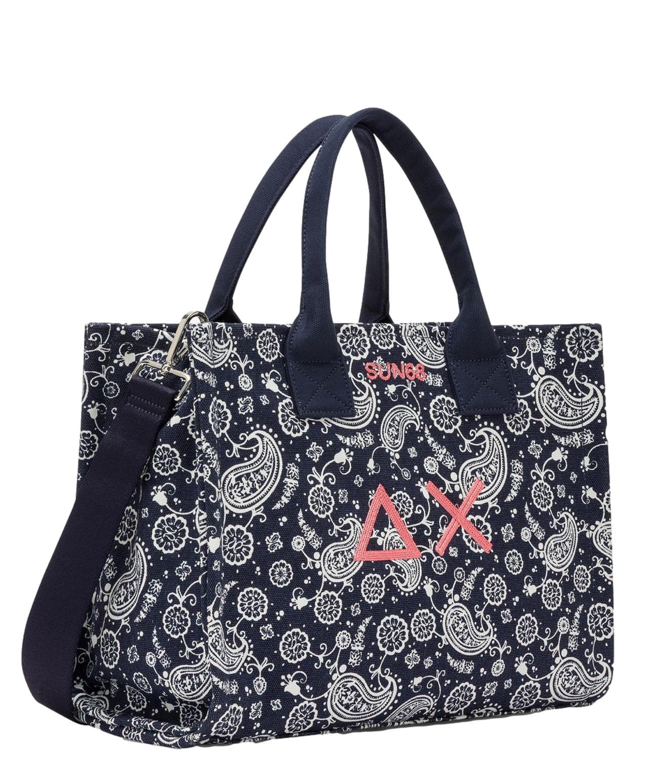 Sun68 Borsa Cali Navy Blue Printed Donna