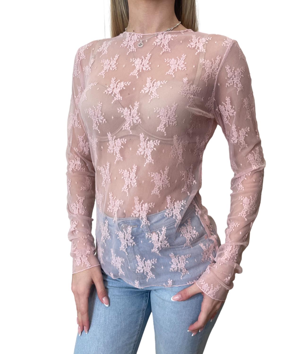 Susy Mix Maglia Pizzo Rosa