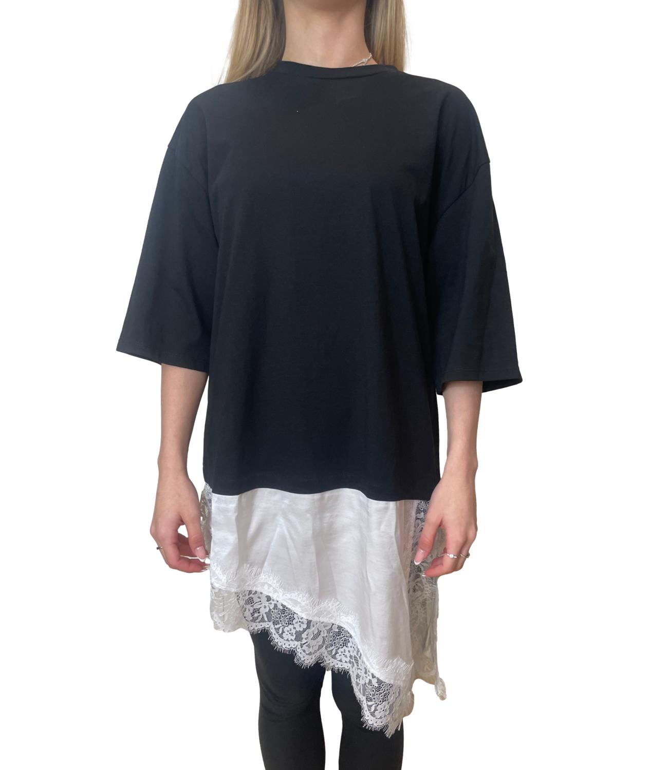 Have One Maglia Pizzo Nero Donna