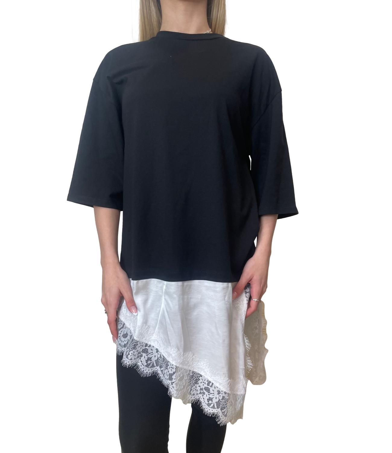 Have One Maglia Pizzo Nero Donna