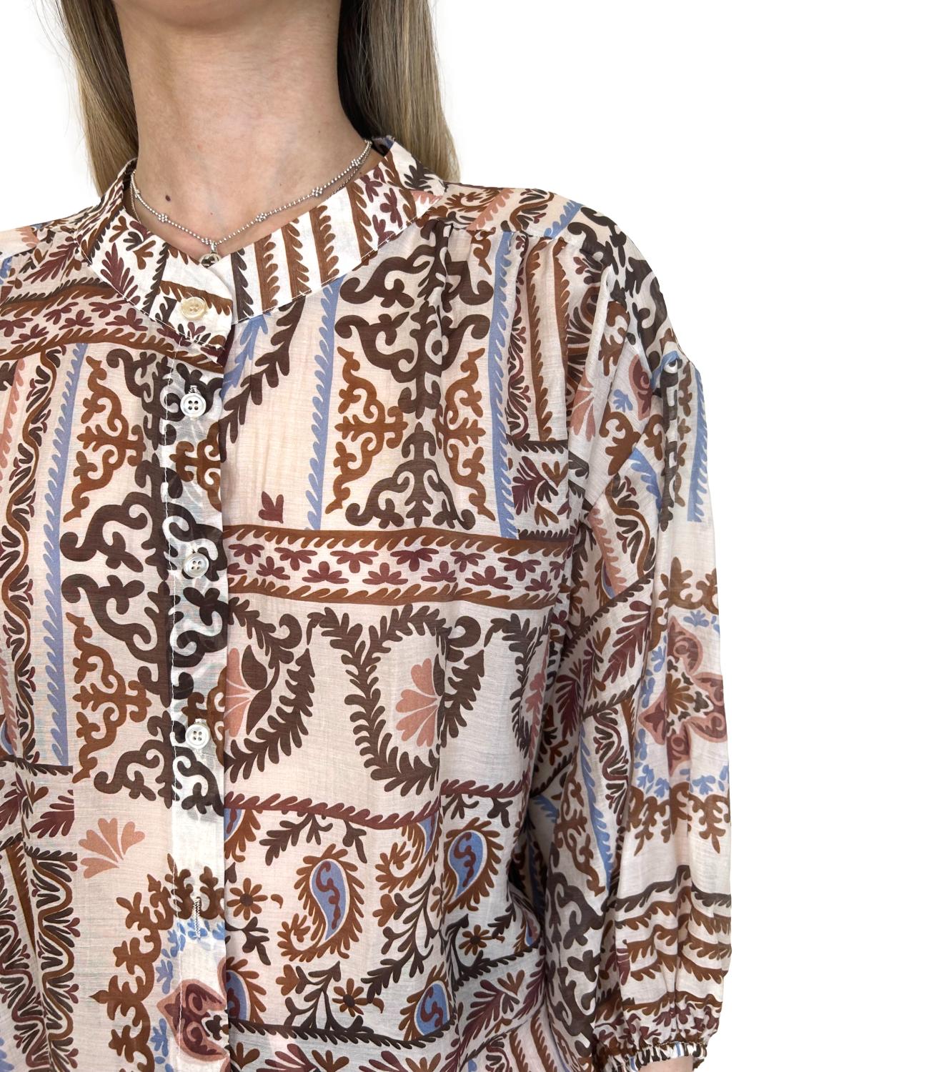 Susy Mix Camicia Fantasia Marrone Donna