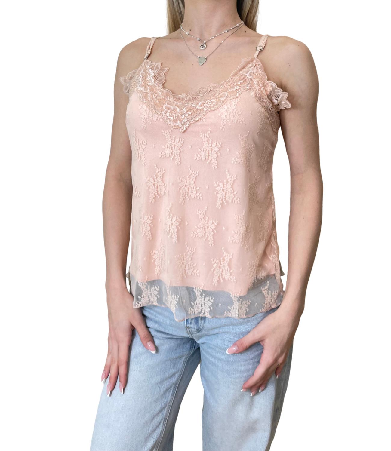 Susy Mix Top Pizzo Rosa Donna