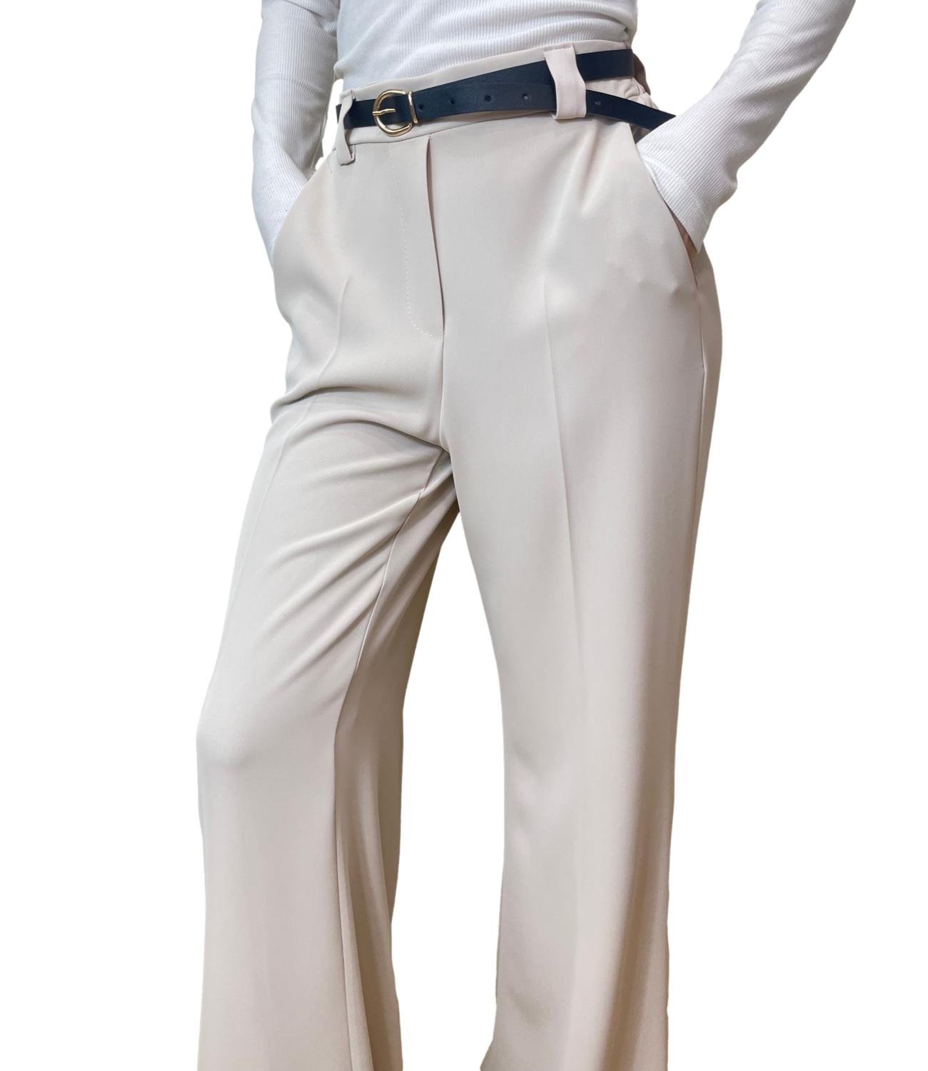 Susy Mix Pantalone Fluido Avorio Donna