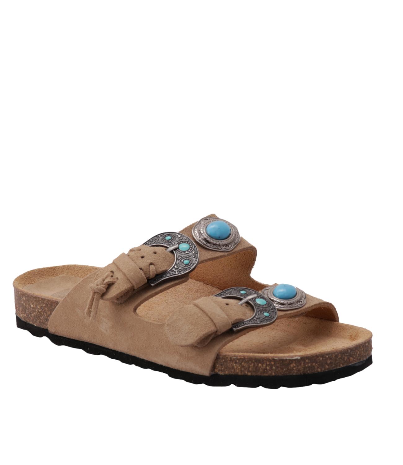 Ciabatta Taji Buckle stone arena in suede