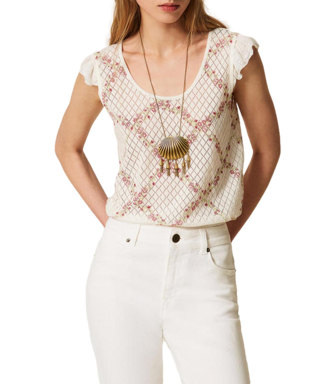 TWIN SET Top panna Stampa Delicate Geometries Pastel donna