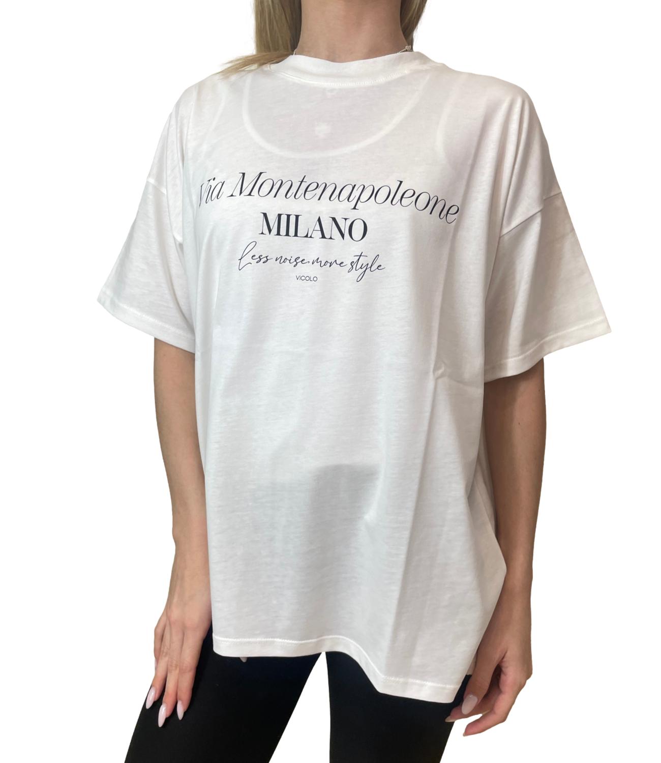 Vicolo T-shirt Stampa Bianco Donna