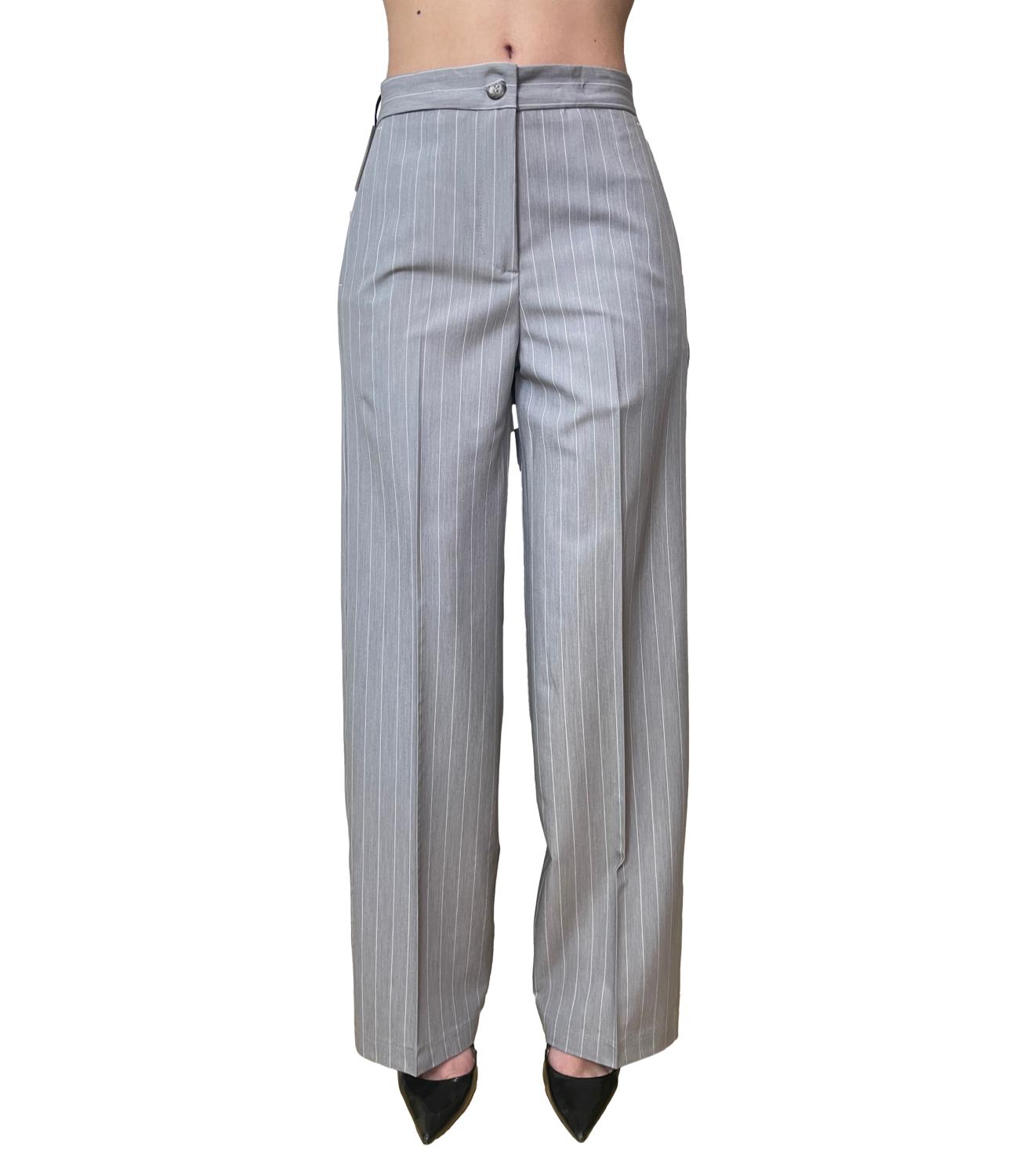 VICOLO pantalone gessato grigio donna
