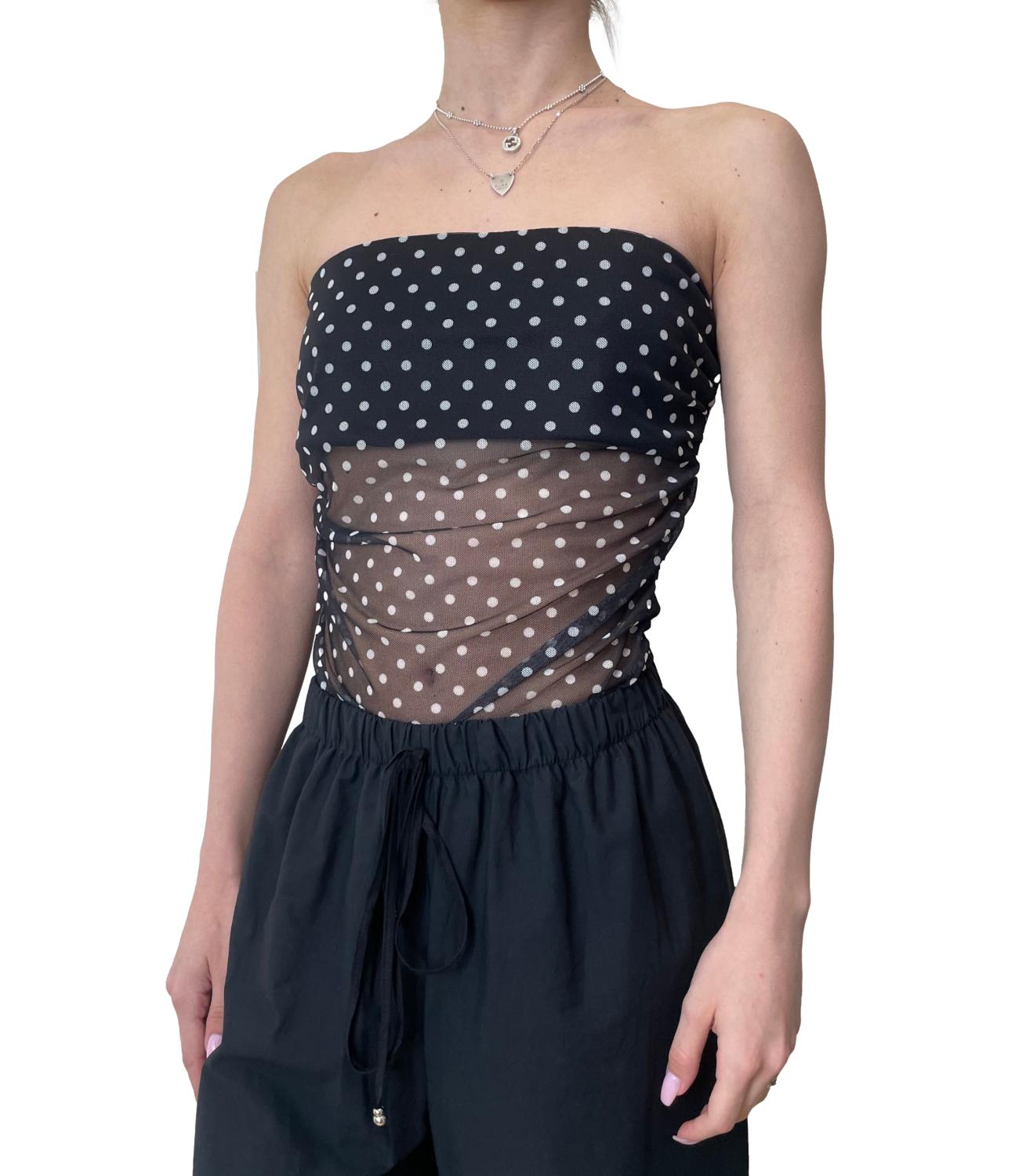 Vicolo Top Body Pois Nero Donna
