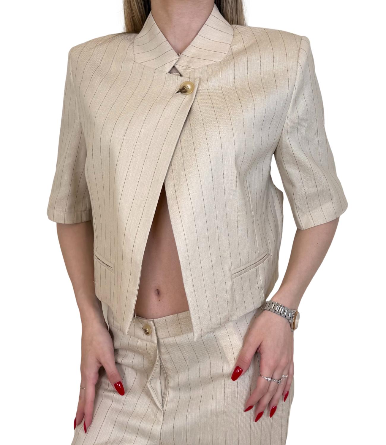 Vicolo Giacca Beige a righe Donna