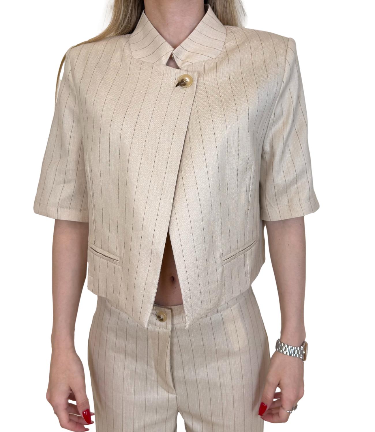 Vicolo Giacca Beige a righe Donna
