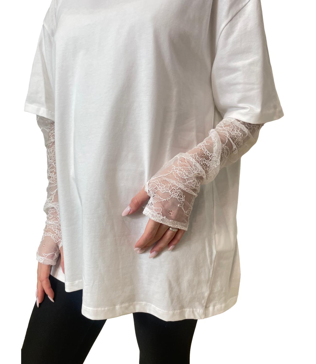 Vicolo T-shirt Pizzo Bianco Donna