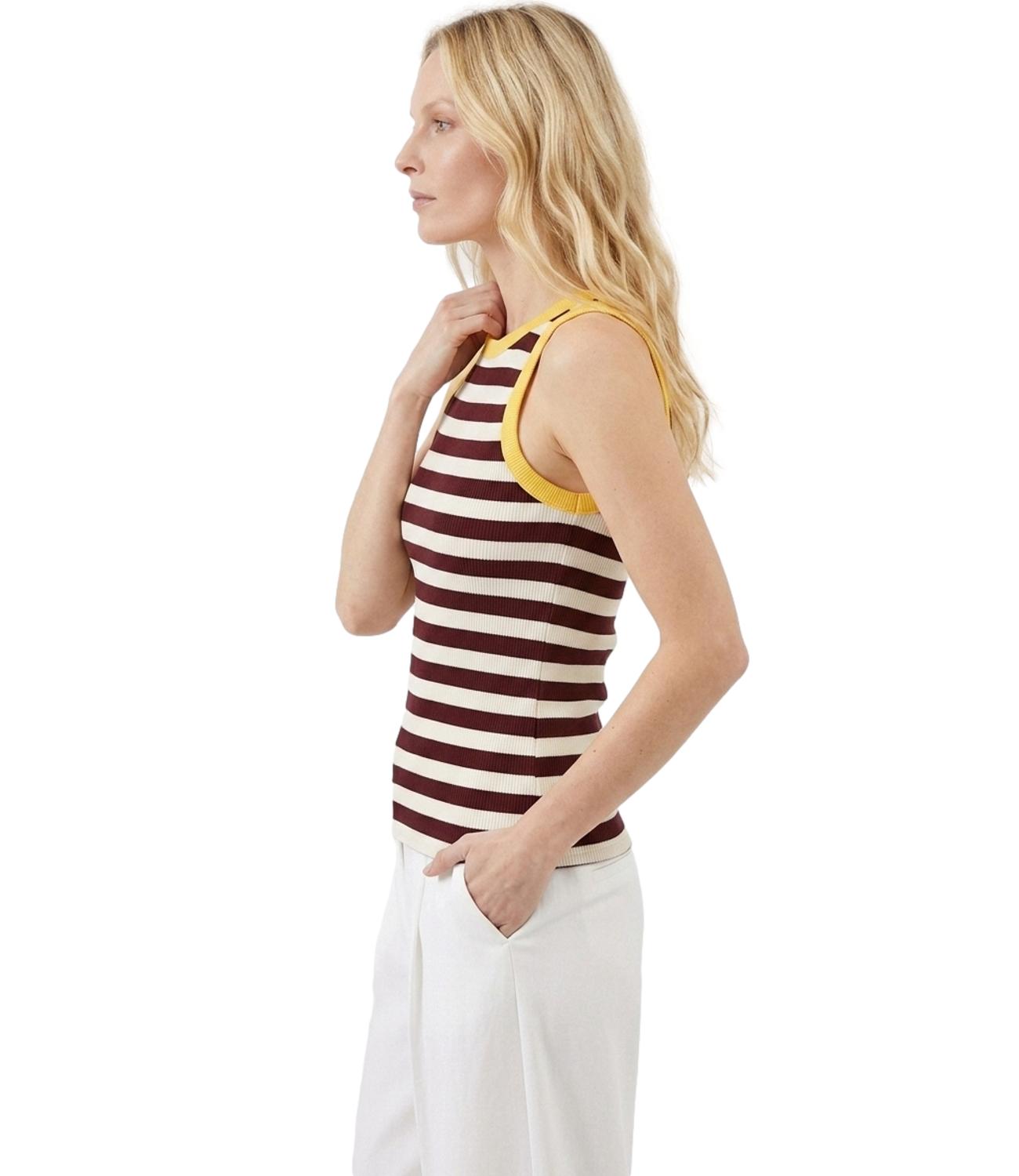Top Vicolo UAB0418 Donna - Bianco/giallo