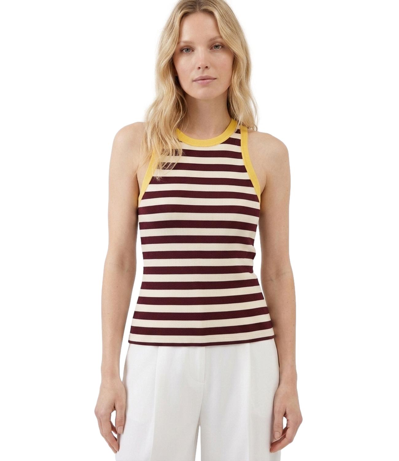 Top Vicolo UAB0418 Donna - Bianco/giallo