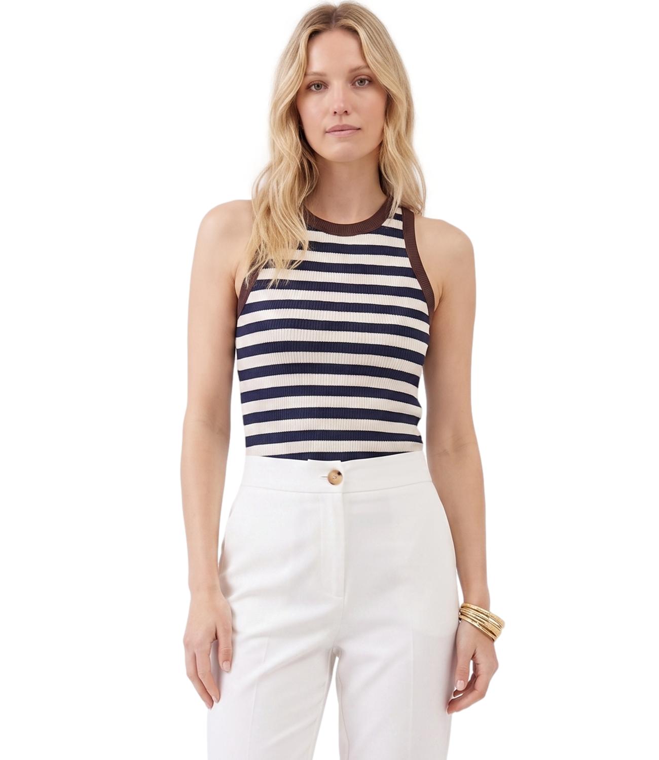 Top Vicolo UAB0418 Donna - Blu/marrone