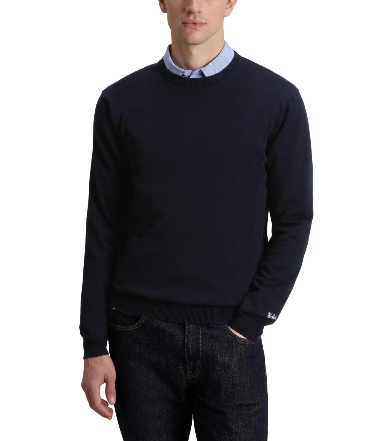 Pullover Logo cotton crewneck blu