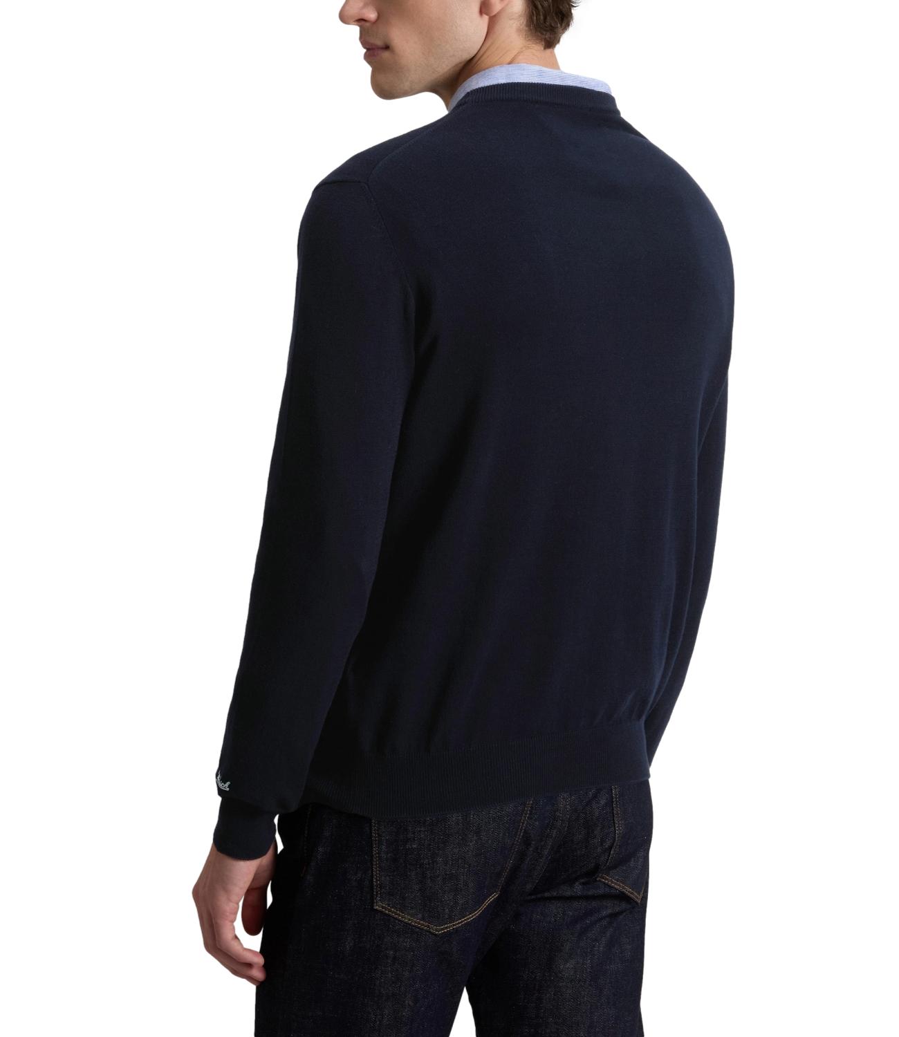 Pullover Logo cotton crewneck blu