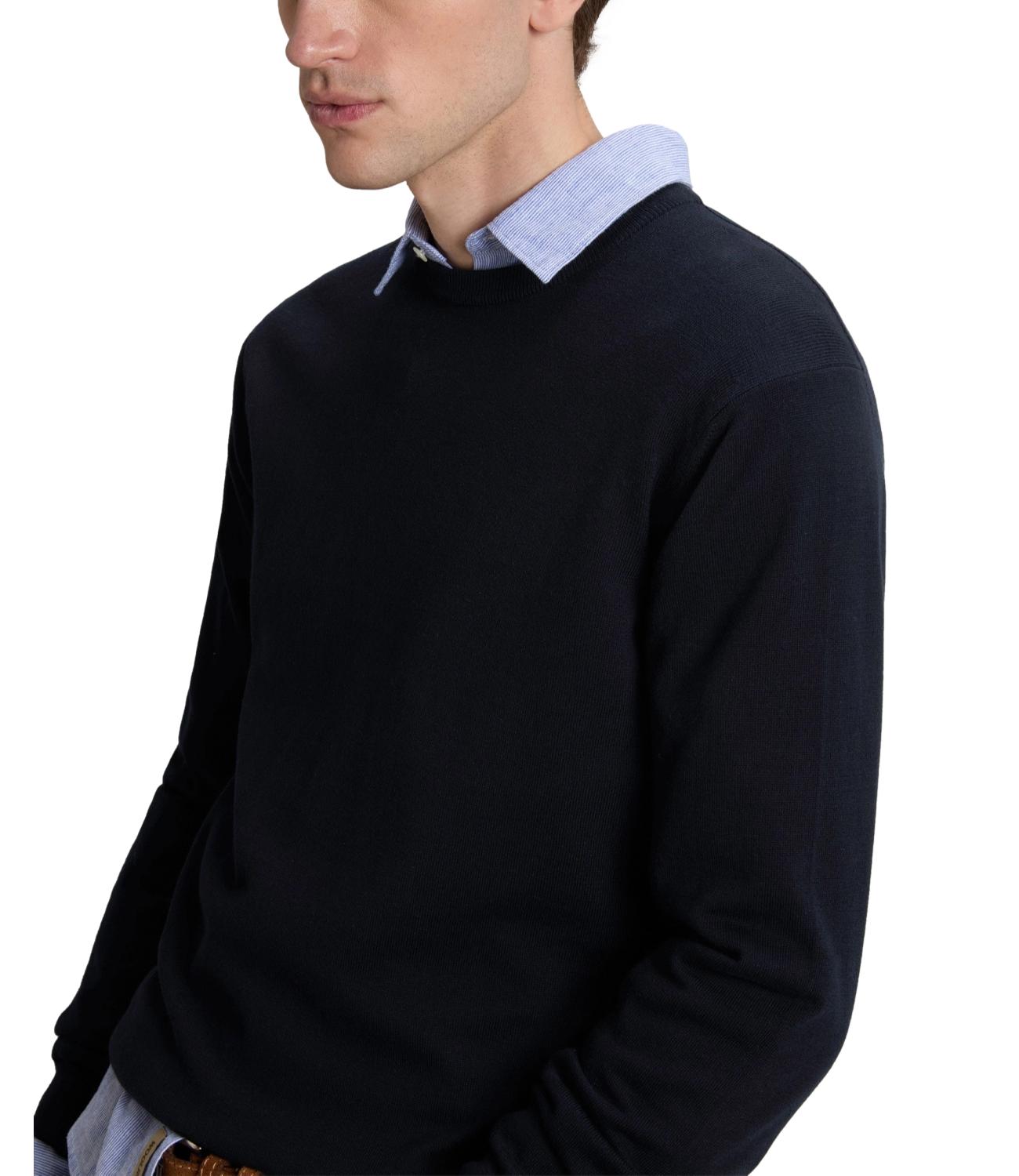 Pullover Logo cotton crewneck blu