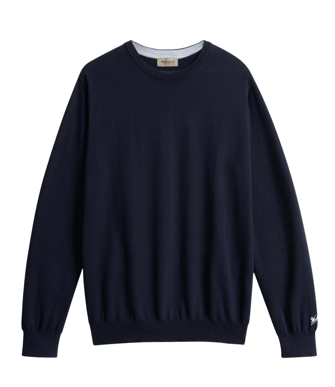 Pullover Logo cotton crewneck blu