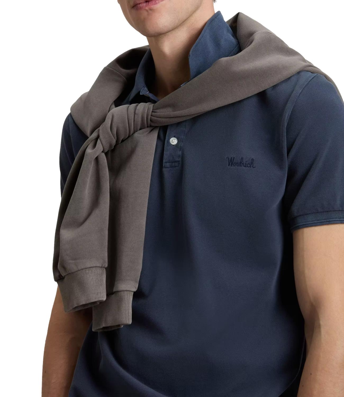 Woolrich MACKINACK POLO Faded Melton Blue Uomo