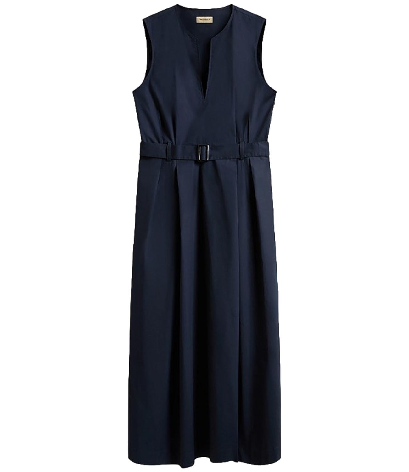 Woolrich Abito Belted Long Melton Blue Donna