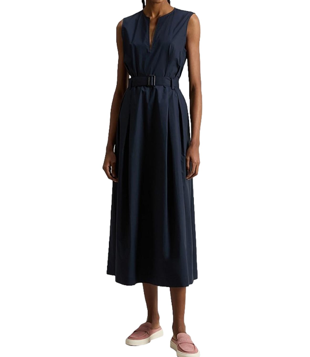 Woolrich Abito Belted Long Melton Blue Donna