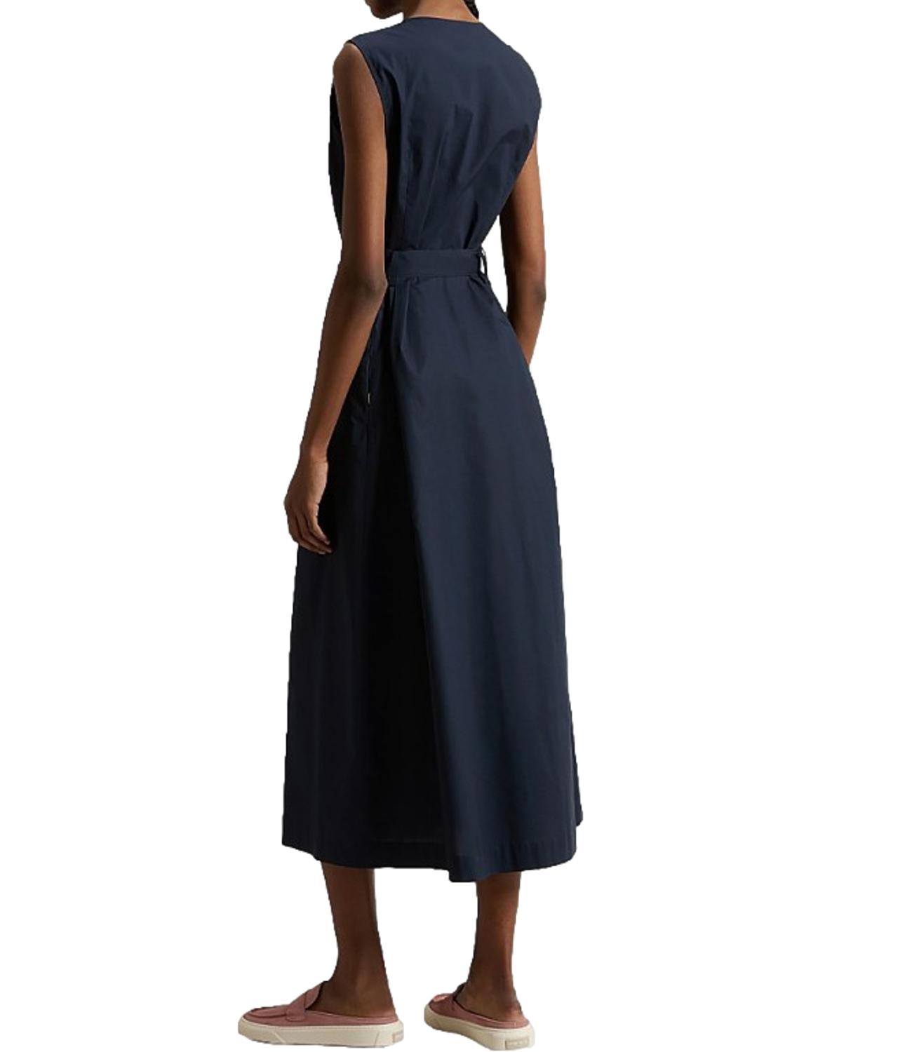 Woolrich Abito Belted Long Melton Blue Donna