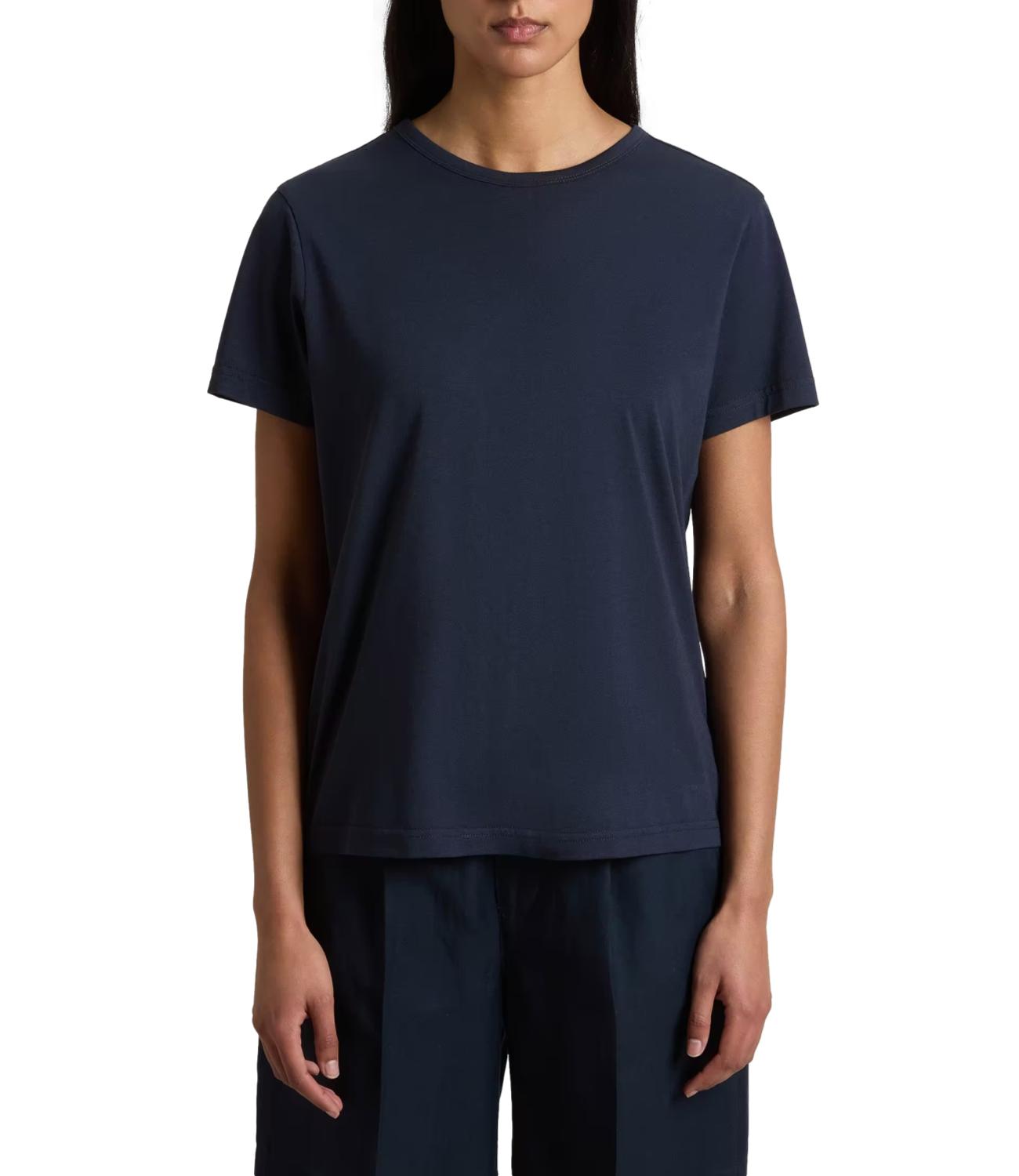 Woolrich T-shirt Luxe Melton Blue Donna