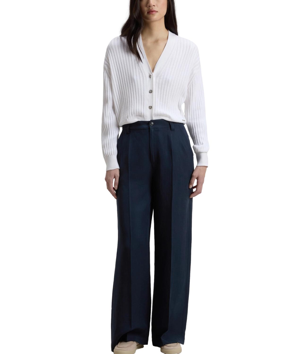 Pantalone Lino viscosa lyocell blu